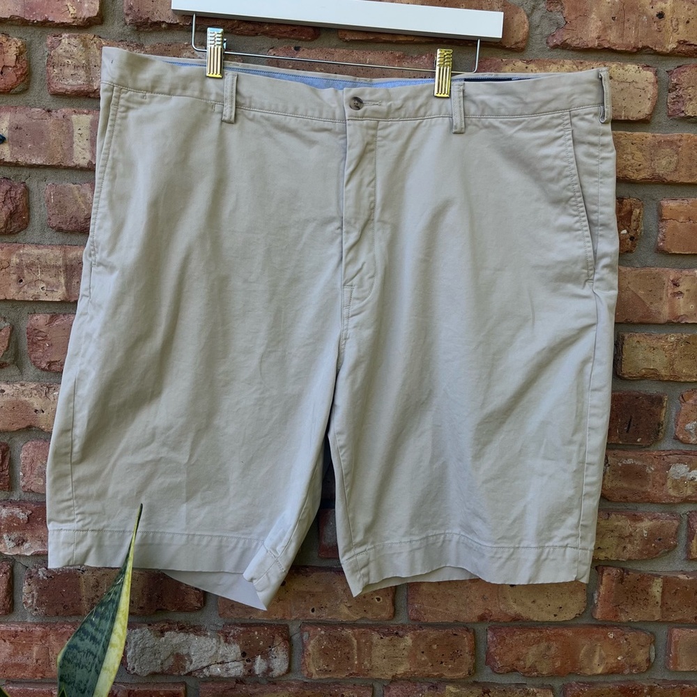 POLO RALPH LAUREN TAN KHAKI CHINO UNIFORM SCHOOL SHORTS TALL POCKETS GUC 42T